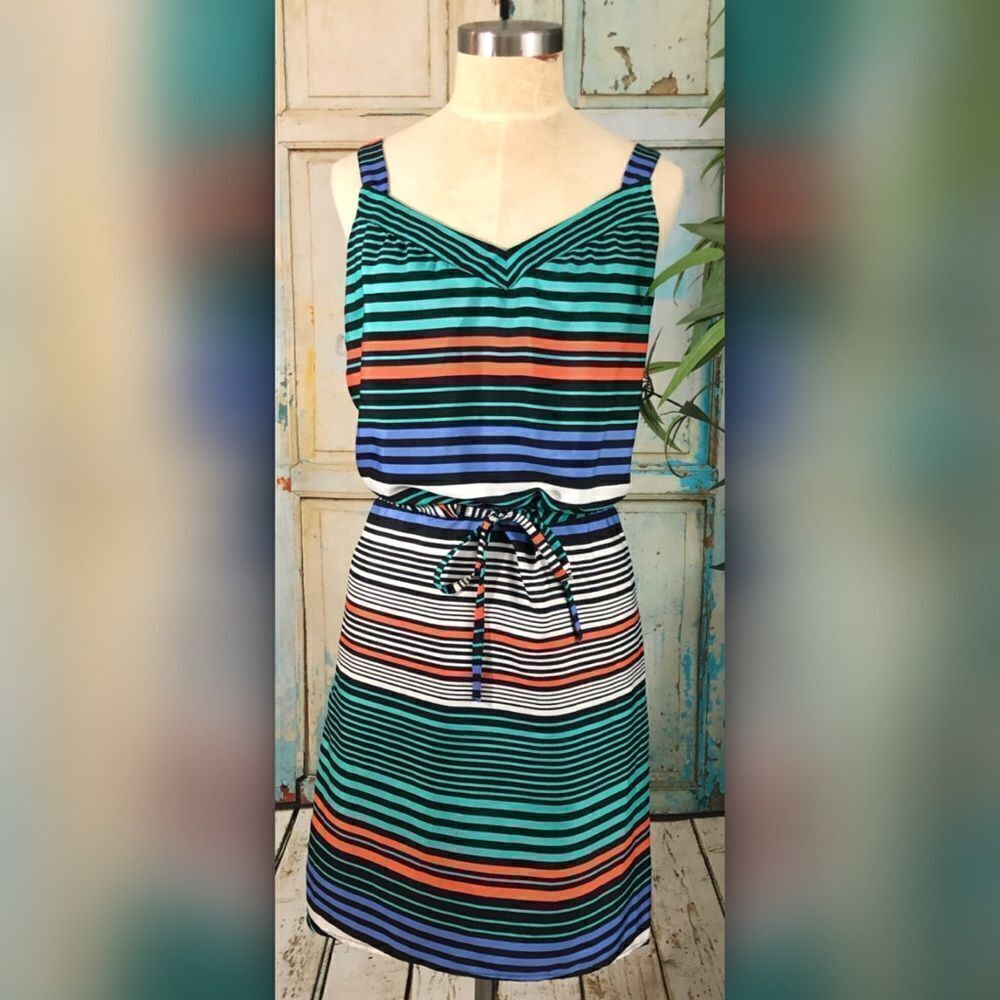 Merona Multicolored Striped Tie Waist Dress